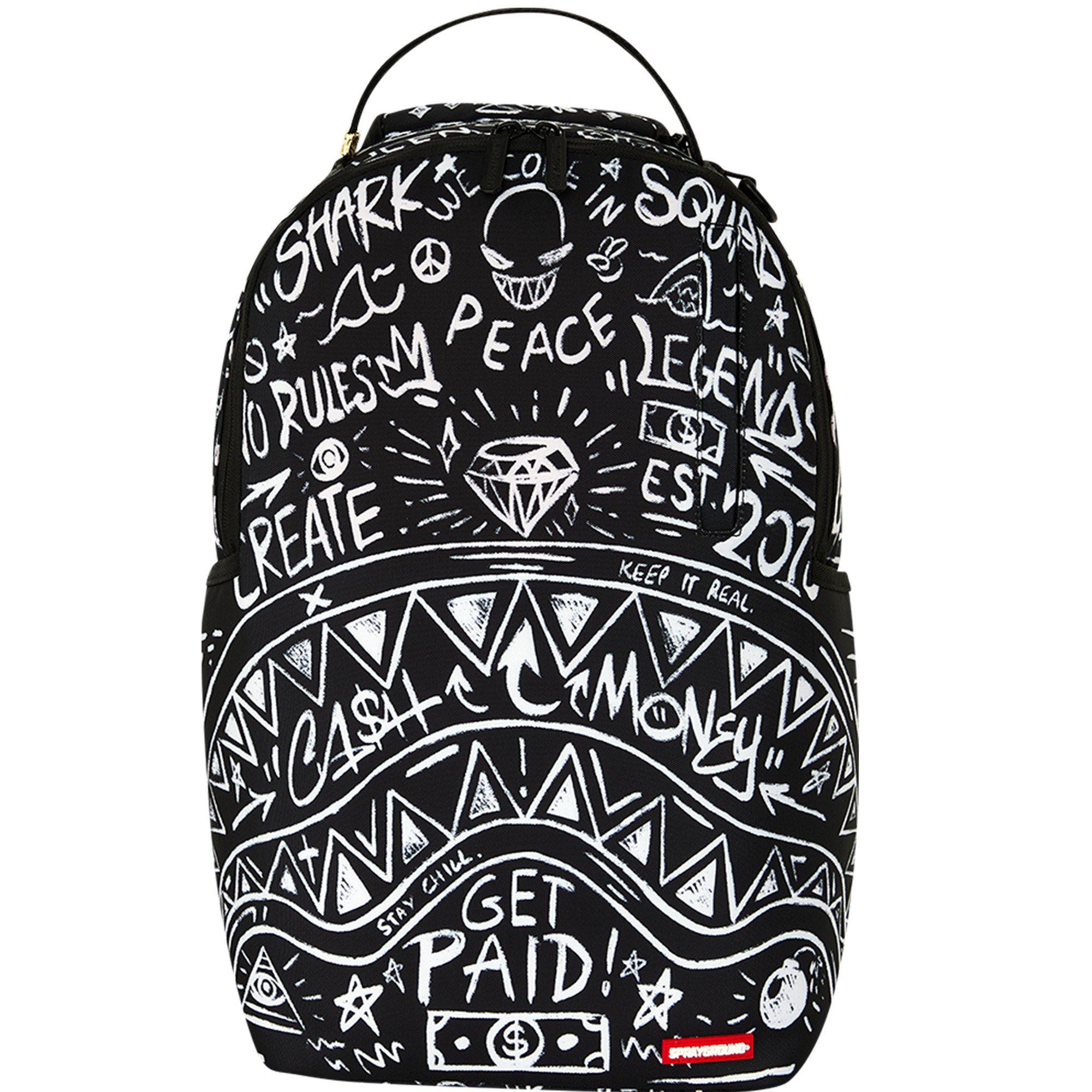 Sprayground Crazy Thoughts Backpack - BLACK/WHITE